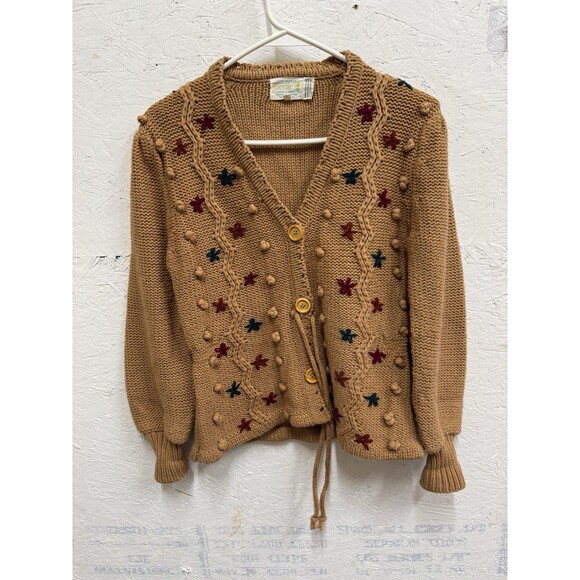 VINTAGE Helen Sue Sweater Cardigan Boho  Knit 70s -Medium granny core - Picture 1 of 4